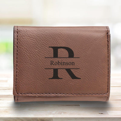 Men’s Vegan Leather Trifold Personalized Wallet - Rustic